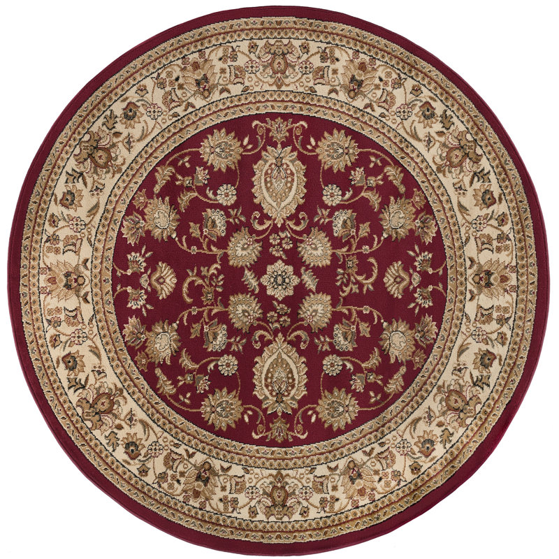 Clarence Oriental Floral Indoor Kid & Pet Friendly Rug for Bedroom, Living Room, Round 5'3"