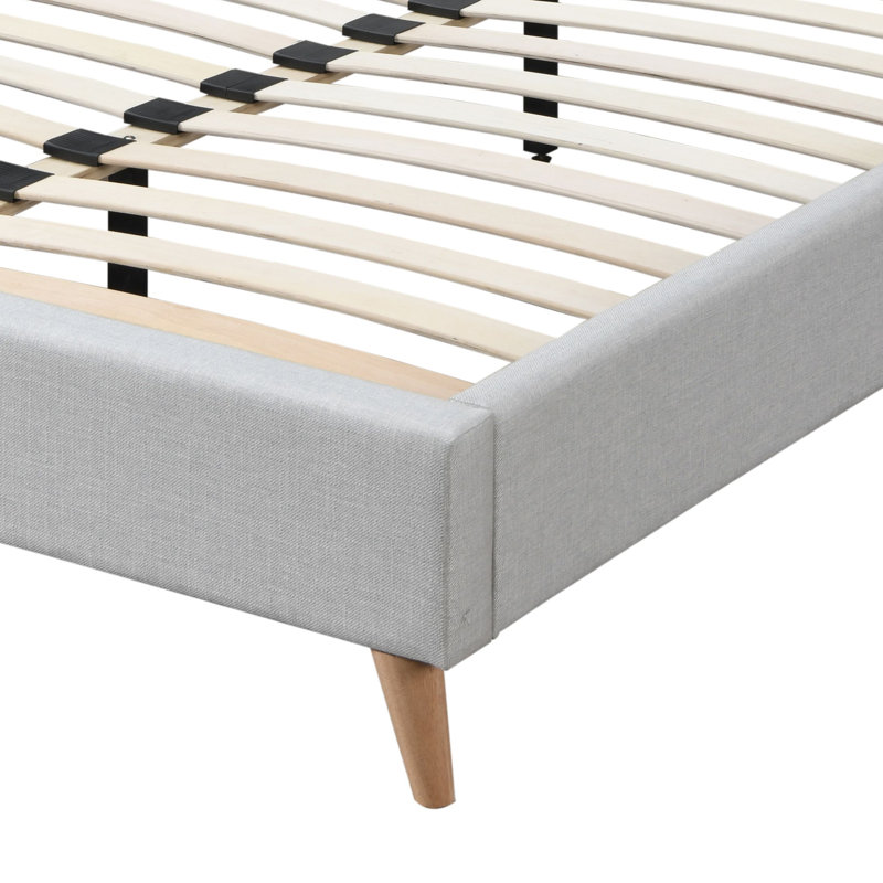 Dediu Fabric Wingback Bed in Gray