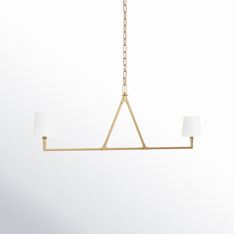 2 - Light Dimmable Linear Chandelier, Burnished Brass