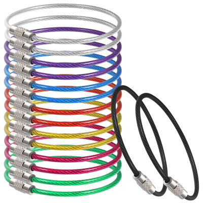 16Pcs Bag Tag Loops Wire Keychain Cable Cable Key Ring Luggage Tag Loops Keychain Loop