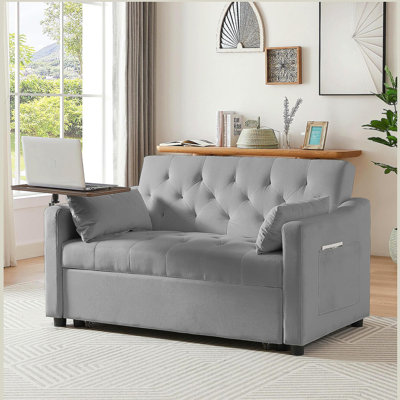 GREY VELVET SOFA BED