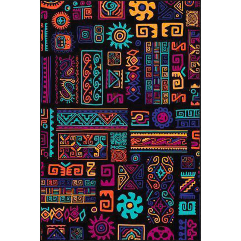 Tapis noir lavable décoratif à thème botanique, Sous-tapis rectangulaire de 3 pi 3 po x 4 pi 11 po