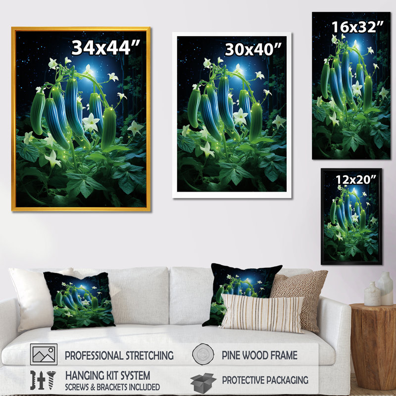 Fleur de concombre, art mural fleurs, Cadre photo noir, H 44 po x l 34 po x P 1,5 po