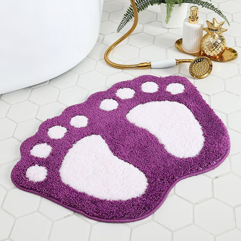 Tapis pour salle de bain en microfibre Molton avec envers antidérapant, L 16 po x L 24 po, Mauve