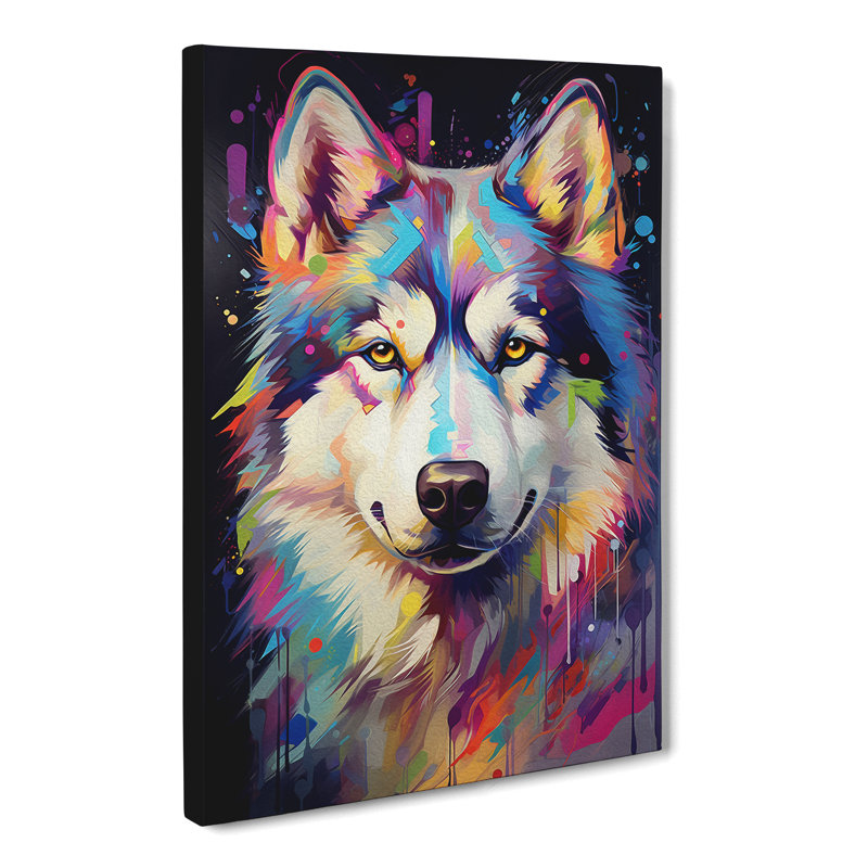 Husky Futurism Art - Wrapped Canvas, 50cm H x 35cm W x 3cm D