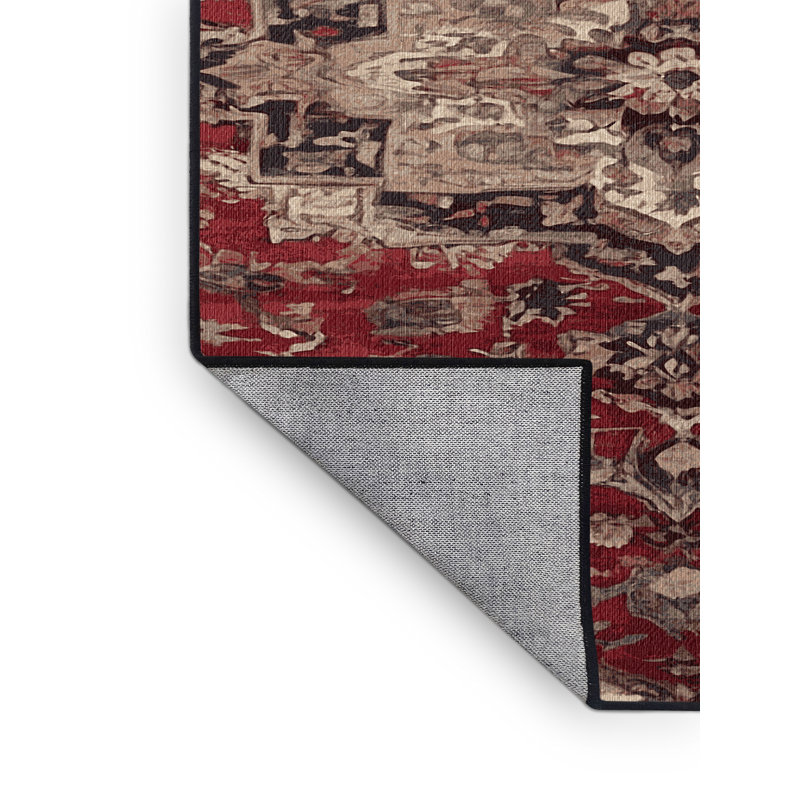 Machine Washable Black Area Rug, Rectangle 7' x 9'