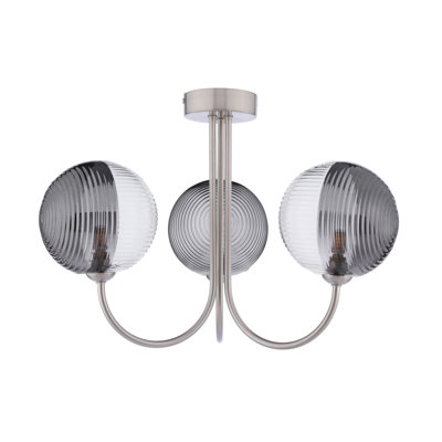 JARED 3LT SEMI FLUSH CW SMOKED/CLR GLS 150MM