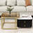 2-in-1 Square Nesting Coffee Table with Wheels & Drawers, Stackable Side Table with High Gloss Marble Grain Top, End Table Set with Brown Tempered Glass for Living Room, -1168859218