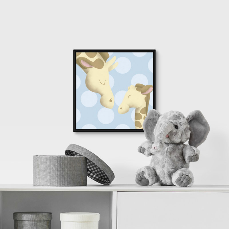 Giraffe maman et baby art Carrickfergus, H 12 po x l 12 po x P 1,75 po, Cadre pour toile flottant noir
