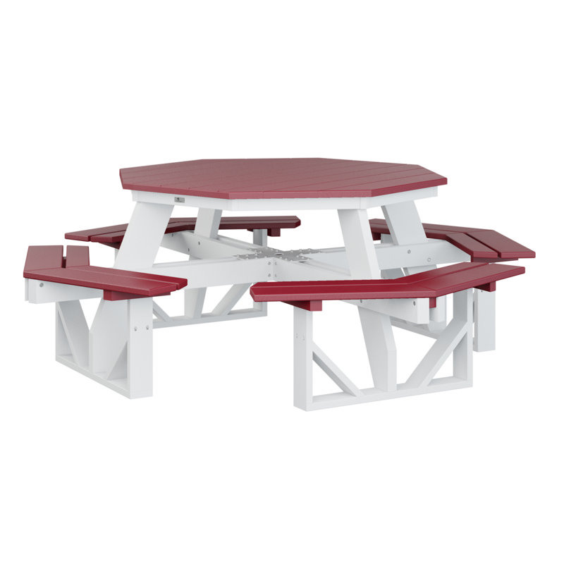 Table de pique-nique Ada  , H 29 po x L 85 po x l 85 po, Rouge écarlate / blanc