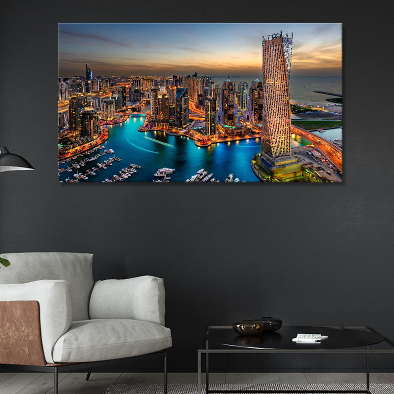 Dubai At Night - Wrapped Canvas Print, 51cm H x 76cm W