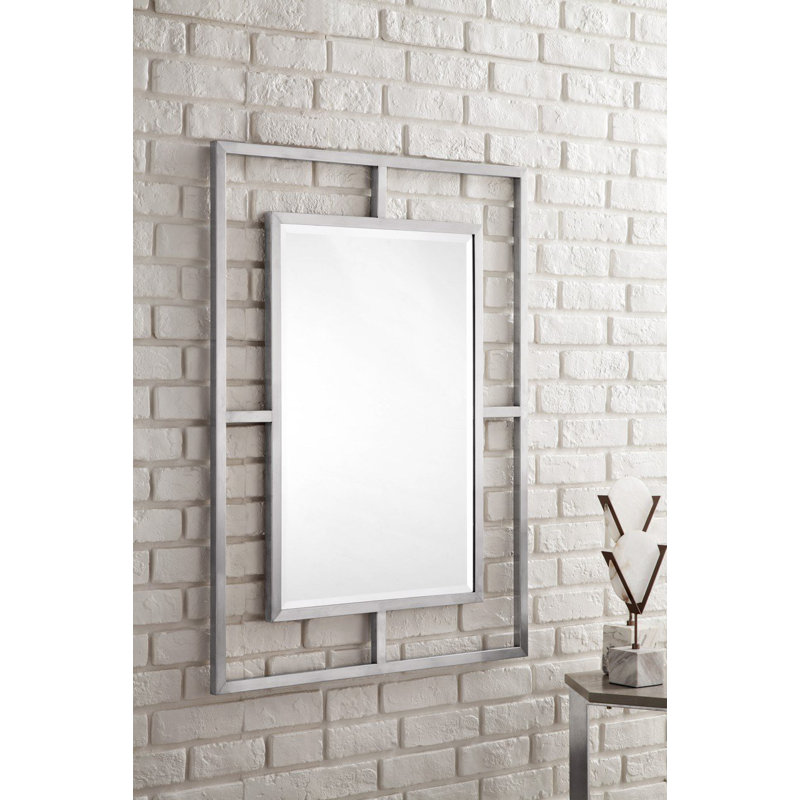 Boston Rectangle Stainless Steel Wall Mirror, Brushed Nickel