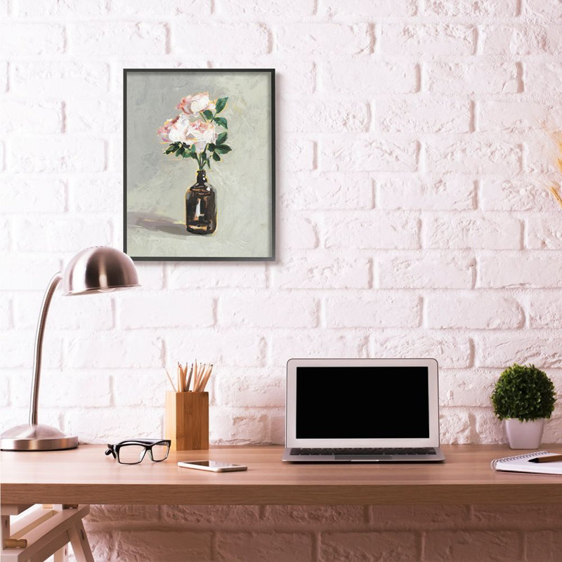 «Flower Jar Paint», impression sur toile, H 30 po x l 24 po, Giclée encadrée noir minuit