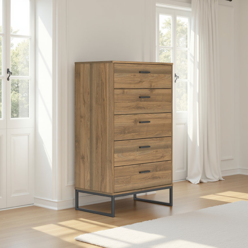 black brown tall dresser Deana Chest, 5 Drawers, Wood, Metal, 51 Inch Pieces:3: Bed, Dresser, Mirror Collar Type:ONE SHOULDER Wayfair AE Short-Sleeve Peplum Mini The three spacious drawers