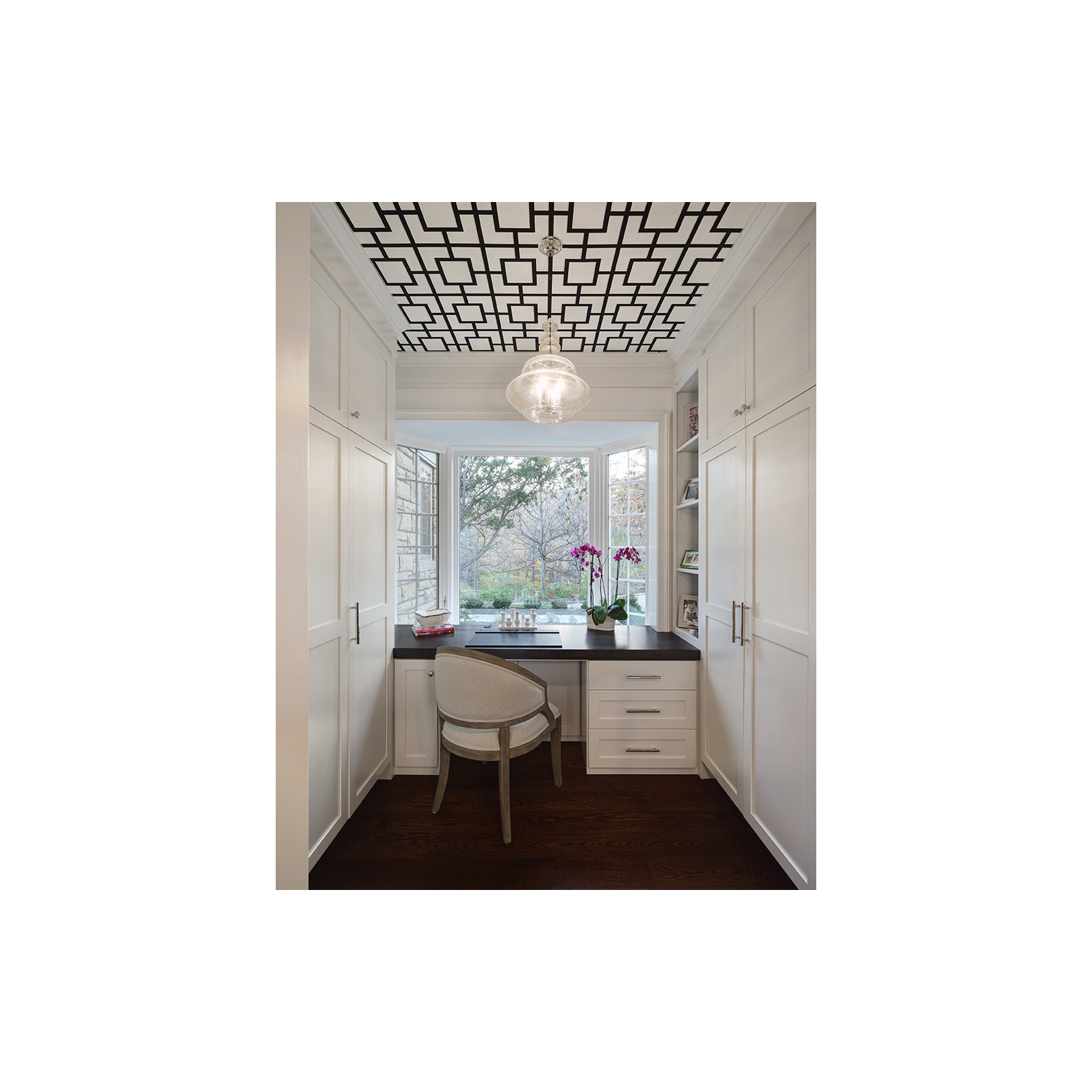 5 Light Glass Pendant, Polished Nickel