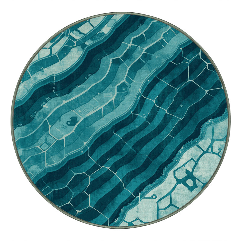 Tapis à motif géométrique d'inspiration mondiale Parrilla, Rond 8 pi