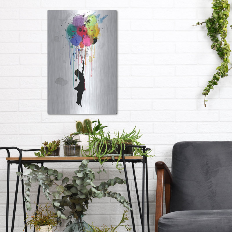 Art mural en métal Winston Porter «Drips Balloon» par Mark Ashkenazi, H 16 po x l 12 po