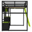 Lit mezzanine double avec bureau d'ordinateur, étagères et lumières de bibliothèque, prises de courant-904253364