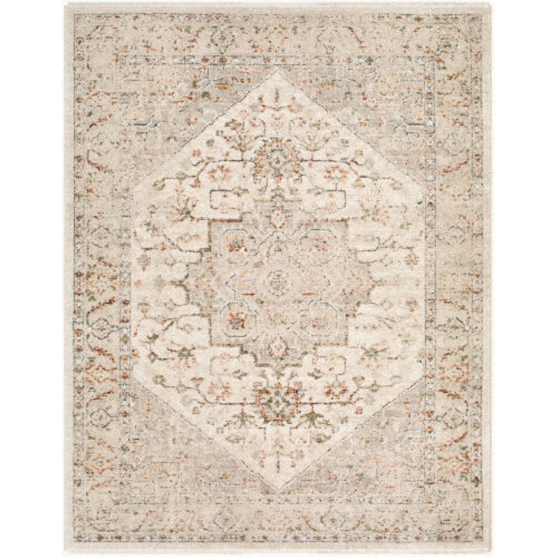Lausanne Machine Woven, Ivory/Cream/Brown/Orange/Green/Black, Rectangle 7'10" x 10'