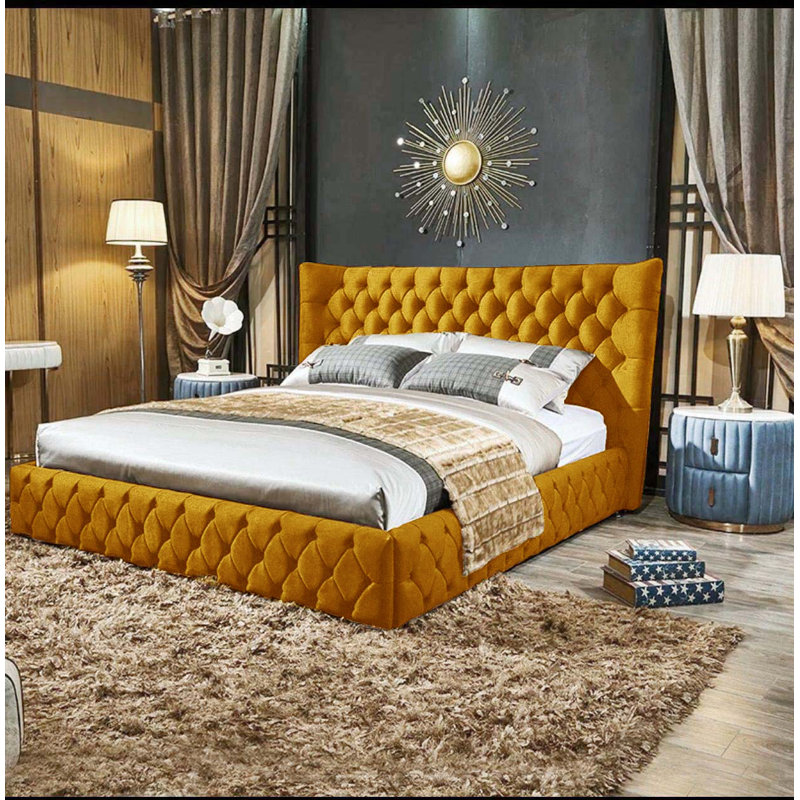 Buckingham Upholstered Ottoman Storage Bed, Small Double (4'), Turmeric