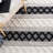 Hand Woven Wool/Cotton Geometric Rug in Ivory/Black-608435314
