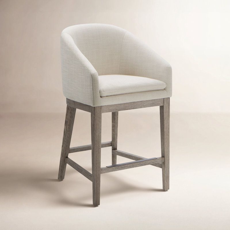 Tabouret de comptoir avec accoudoirs Bethea, Lin Performance Effie