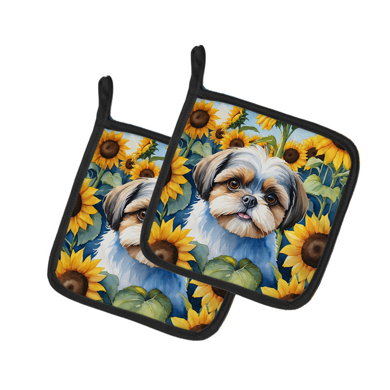 Caroline's Treasures In Sunflowers Floral Polyester Potholder Set