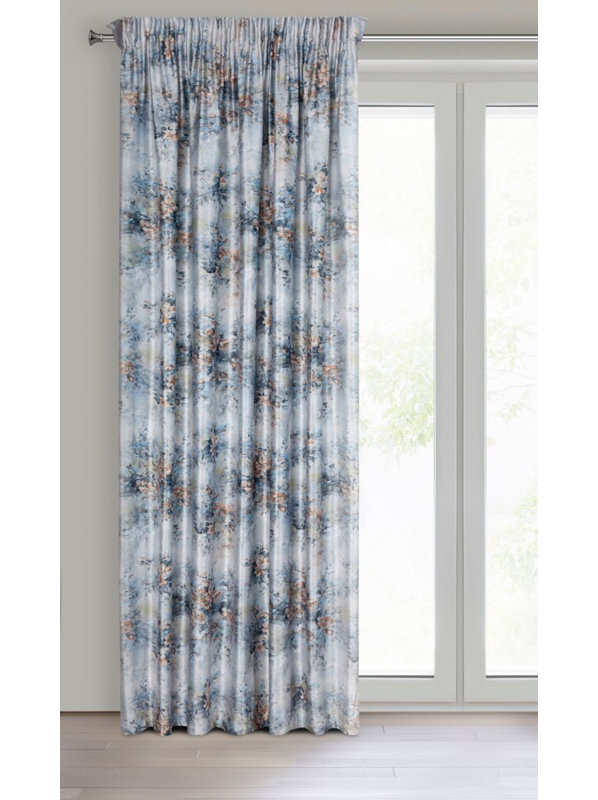Lewiston 100% Polyester Blackout Curtain Single Panel, Blue