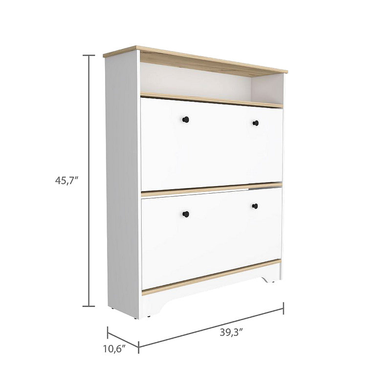 2-Shelf Shoe Rack, White
