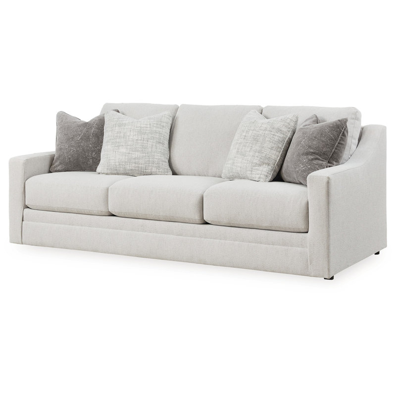 Canapé Maite, polyester gris craie moderne, 4 coussins décoratifs, 88 pouces