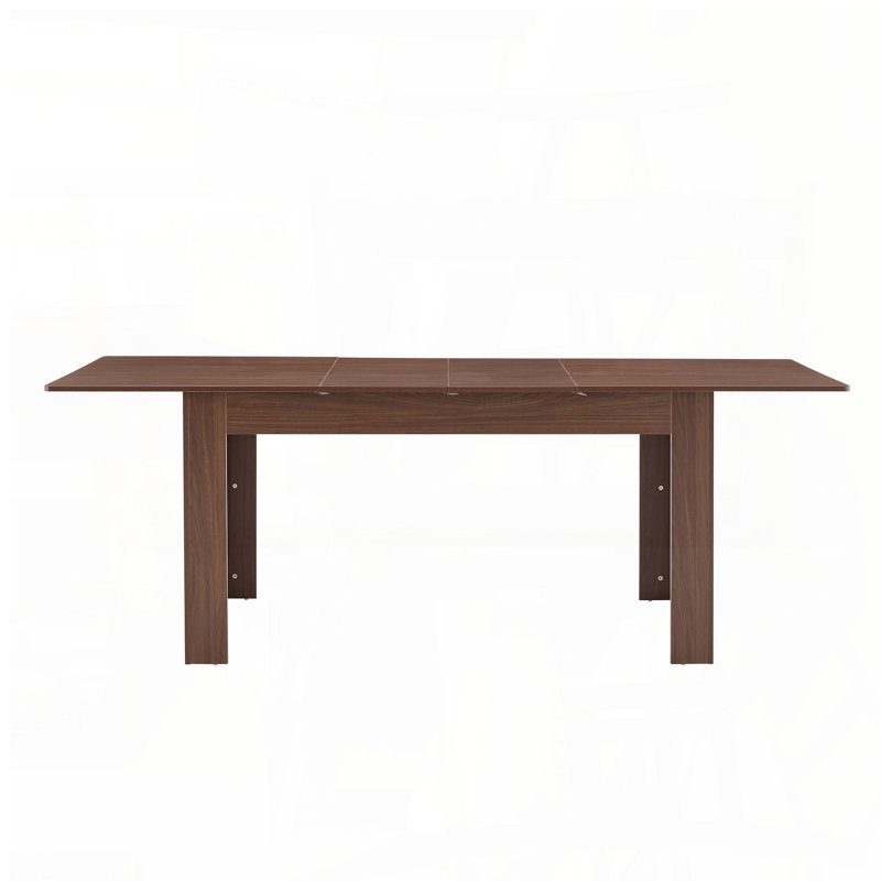 Extendable Rectangular Dining Table with Drop Leaves - Walnut Finish, Space-Saving