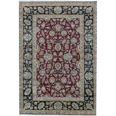 Sona Wool Oriental Area Rug in Red/Navy