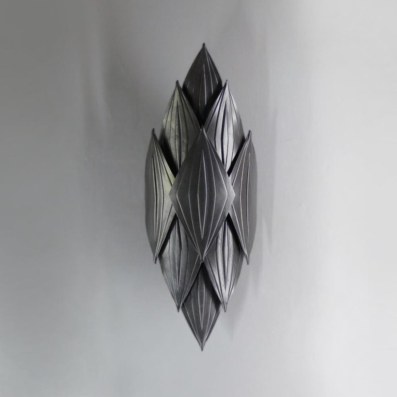 Xavier Clarisse Embossed Leather Wall Sconce, Black