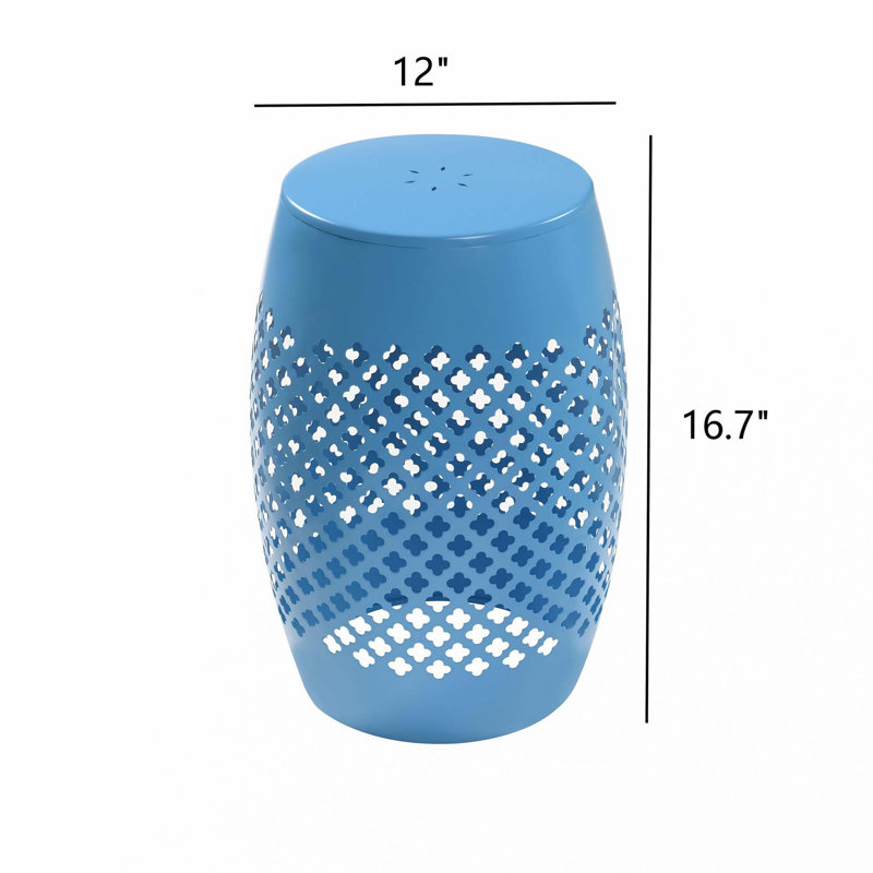 Table d'appoint ronde en dentelle, table d'appoint en fer thermolaqué, Blue