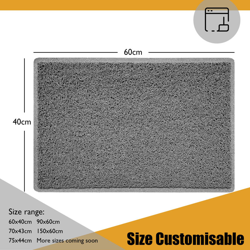 Non-Slip Indoor / Outdoor Doormat, 40cm W x 60cm L, Grey