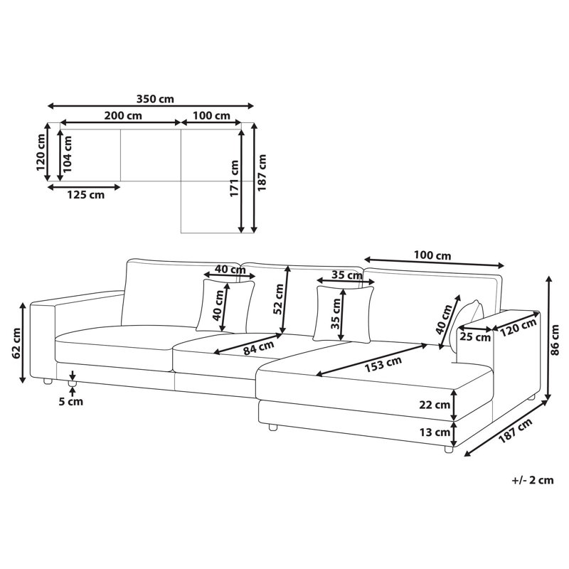 Deener 4 Seater Sofa & Chaise, Right Hand Facing