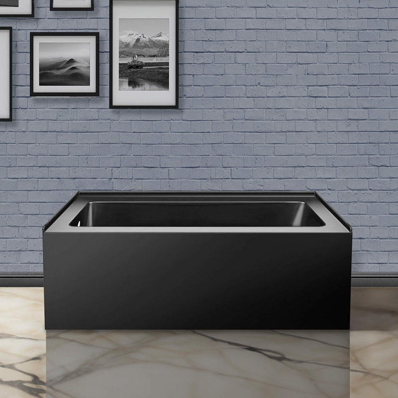 Baignoire en acrylique, Gauche, L 48 po x l 32 po, Noir