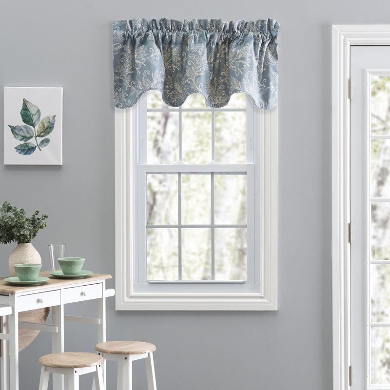 Sanita Cotton Floral Scalloped Window Valance, Blue