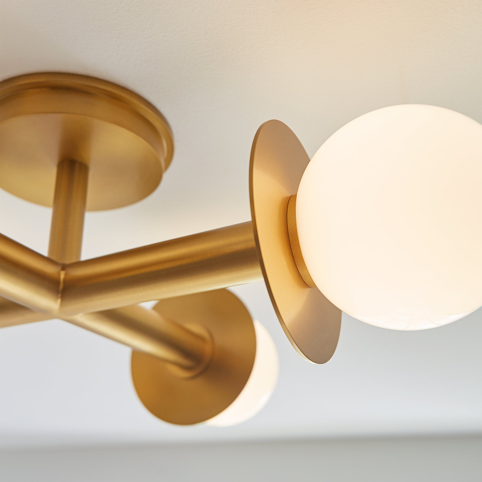 Allegra 4 Light Glass Semi Flush Mount, Burnished Brass