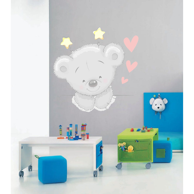 Adhésif décoratif ourson, autocollant mural ourson, art mural moderne bébé garçon / fille, H 40 po x l 40 po