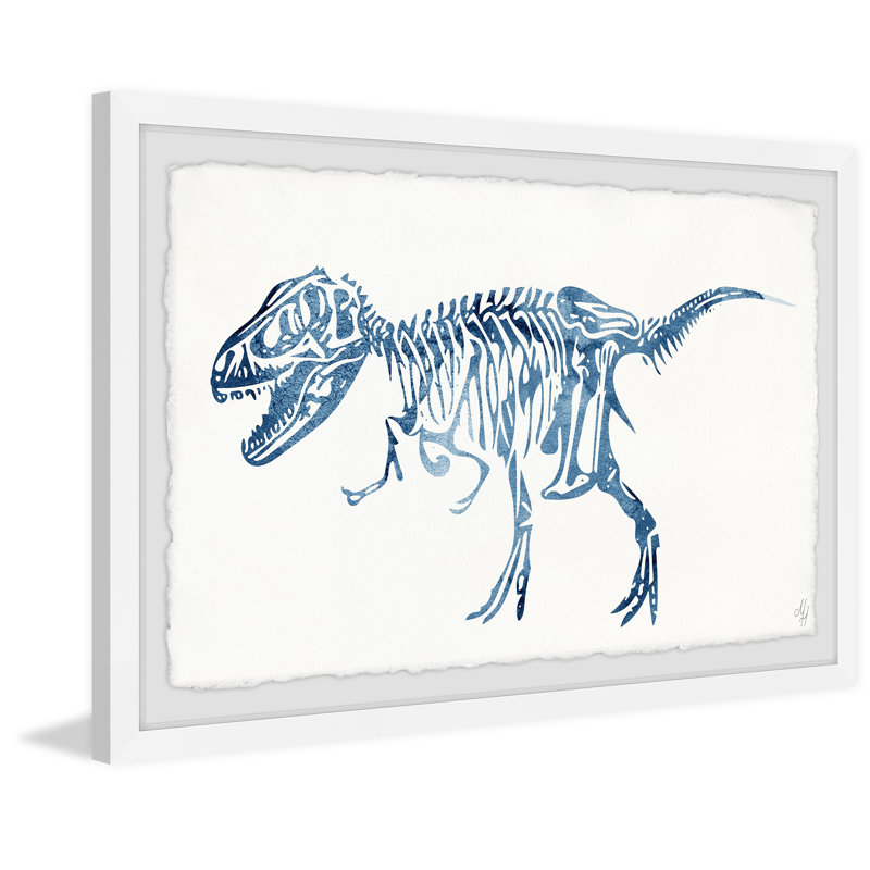 Xander Blue T-Rex Skeleton - Single Picture Frame Painting, 41cm H x 61cm W