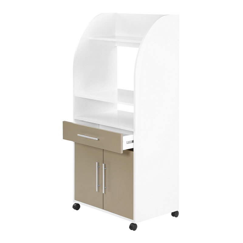 Seyma 62.4 cm W Kitchen Cart with, White/Taupe