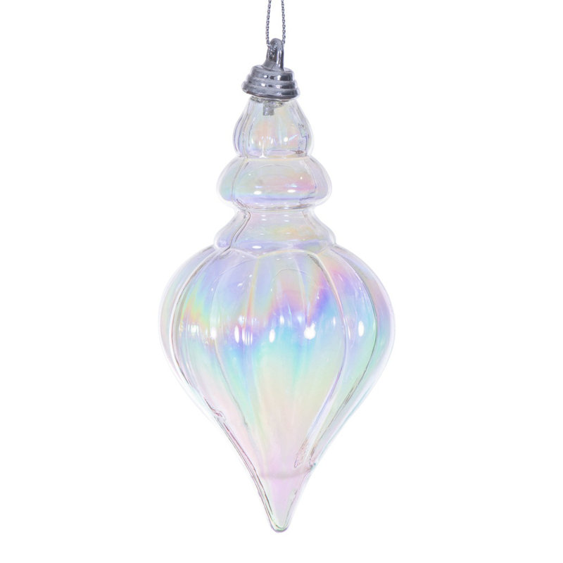 Goutte iridescente de 5 po. Comprend 3 ornements par sac., Clair