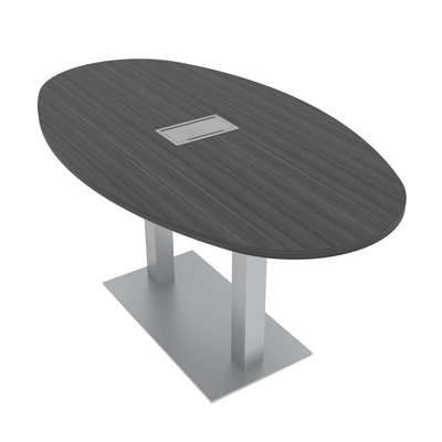 Oval Shaped Conference Table with Power And Data Module 6 Person Meeting Room Table by Inbox Zero