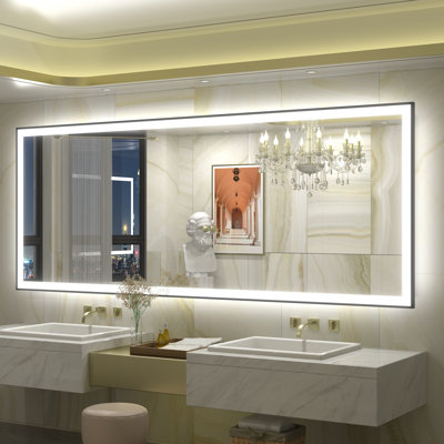 Aevar UL Certified Front & Back LED Anti-Fog Tempered Glass Framed Bathroom/Vanity Mirror with 3-Year Warranty