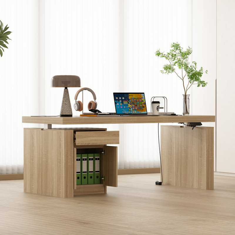 Bureau debout à hauteur réglable l 71 po Cyril, Bois naturel
