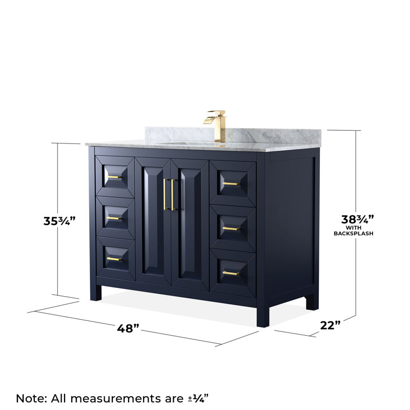 Daria 48'' W Single Vanity, Dark Blue, Brushed Gold