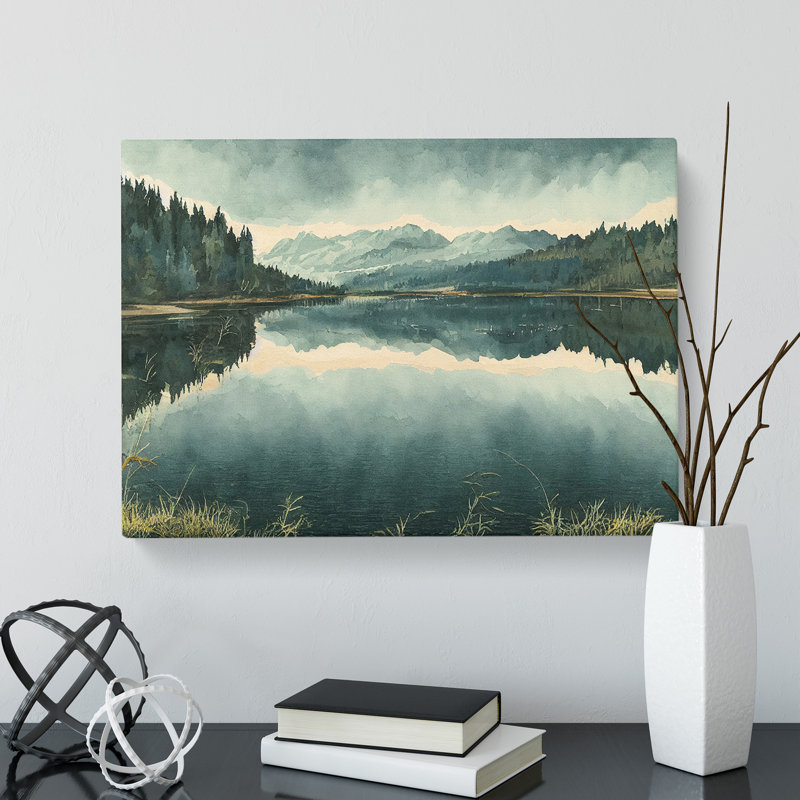 Mountain Lake Watercolour Vol.2 - Wrapped Canvas, 35cm H x 50cm W x 3cm D