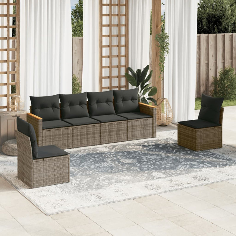 Ensemble de canapé de jardin en rotin PE gris 6 pièces Vidaxl