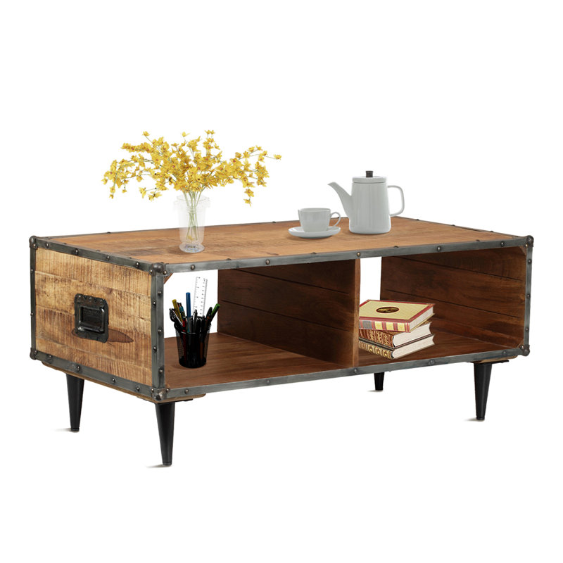 Table basse avec rangement Dayshanay, Brun